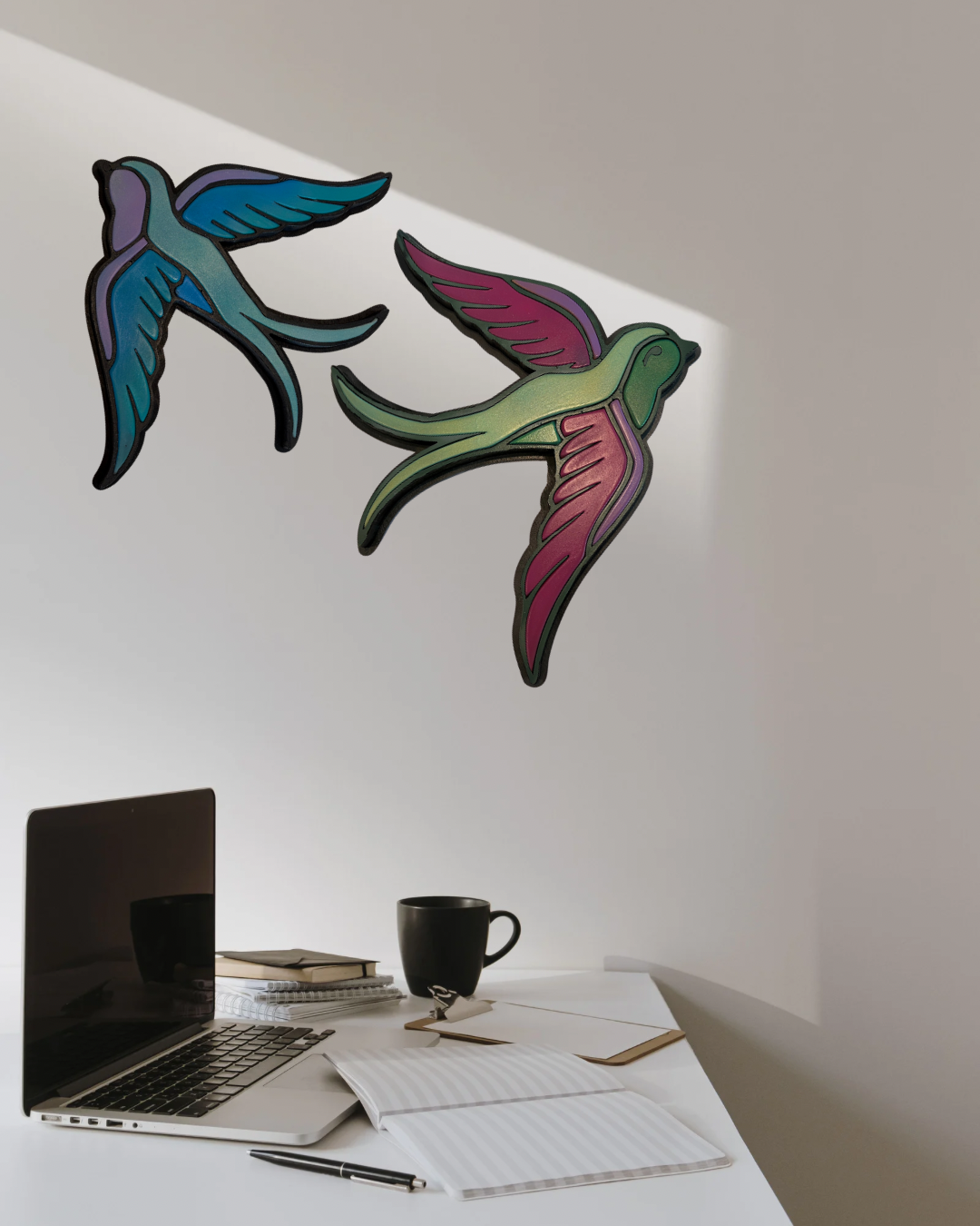 Completed: Swallow 12” Wood Art