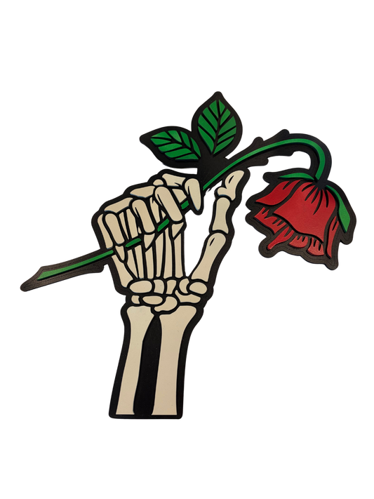 Skeleton Hand with Dead Rose